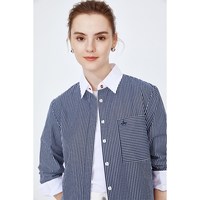 navigare [纯棉]Navigare意大利小帆船蓝色长袖衬衫女条纹衬衣外套