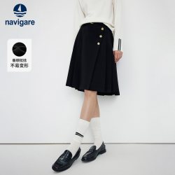 navigare 意大利小帆船、半身裙女高腰A字裙百褶裙