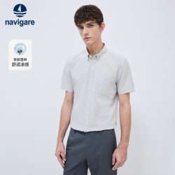 navigare [纯棉]Navigare意大利小帆船夏季短袖衬衫男士休闲工装衬衣