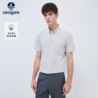 navigare [纯棉]Navigare意大利小帆船夏季短袖衬衫男士休闲工装衬衣
