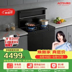 奥田 A1C黑色保洁柜款集成灶储物柜一体式烟灶套装油烟机燃气灶家用厨房灶台 黑色 右排烟 天然气12T