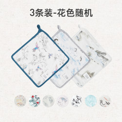cute life CUTELIFE新生儿宝宝方巾3条装四层竹棉纱布挂耳巾通用