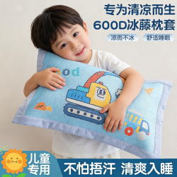 儿童枕头冰藤枕套冰丝幼儿园枕婴儿1-3-6岁透气夏季可拆洗枕头套