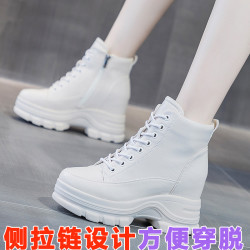 2025新款秋冬马丁靴内增高加绒百搭时尚休闲女靴厚底英伦风系带款