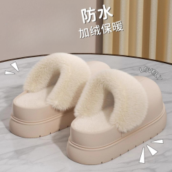 厚底防水女款2025新款秋冬加绒保暖办公室防滑外穿半拖鞋女
