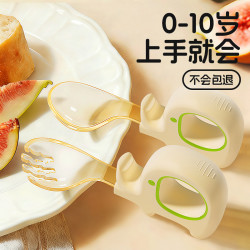 sunnybebe 宝宝自主进食辅食勺子ppsu婴儿学吃饭训练硅胶叉勺餐具