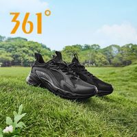百亿补贴：361° 男鞋运动鞋2026夏季新款网面透气轻便跑鞋减震黑色男款跑步