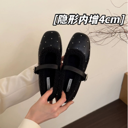 法式小香风玛丽珍4cm内增高单鞋女2025年冬温柔加绒保暖棉鞋瓢鞋