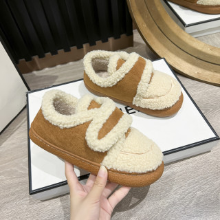 明盛 加厚底韩版百搭豆豆鞋学生复古羊羔毛棉鞋包跟女冬季防滑棉鞋加绒