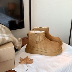 SheII 小耳朵~加绒厚底小矮筒羊毛毛短靴女雪地靴冬季E4421307