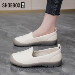 SHOEBOX 现货软底软面妈妈鞋春季新款一脚蹬防滑轻便休闲鞋