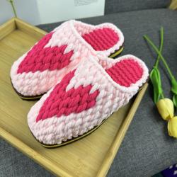 孺子牛 防滑毛线拖鞋手工拖鞋婚嫁鞋月子拖鞋冰条拖鞋保暖居家拖鞋成品