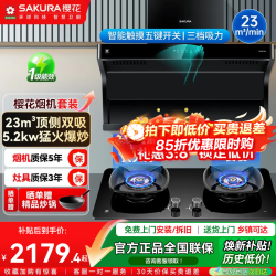 樱花 油烟机顶侧双吸抽油烟机套装家用体感挥手双进风口23立方大吸力一键自清洗 QA01