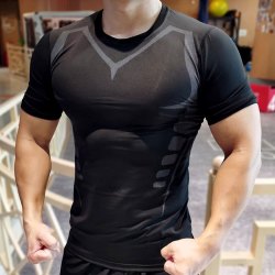 运动男士高弹紧身衣男t恤训练透气跑步篮球打底上衣速干健身服夏
