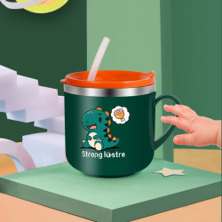 可爱防摔喝水杯带盖直饮杯早餐杯学生水杯学饮杯家用牛奶杯喝奶杯
