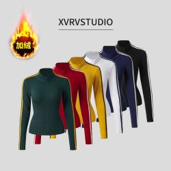XVRV加绒2026秋冬新款撞色条纹半拉链磨毛长袖显瘦立领打底衫T恤