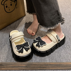暖之缘 蝴蝶结包头厚底凉拖鞋女夏季ins网红百搭潮玛丽珍洞洞鞋