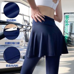 高级新款短裤高腰弹力打底女紧身跑步瑜伽裤假两件速干训练长裤裙
