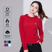 可可娜特 2026新款德绒秋冬上衣团体跳操运动户外跑步健身服女亲肤圆领长袖