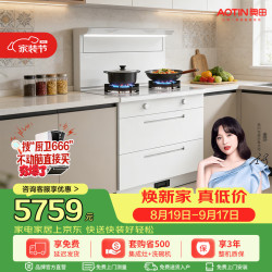 奥田 白色D3S二星消毒柜集成灶变频950Pa强压抽油烟机集成一体燃气灶