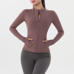 九麦一品 8047秋冬健身长袖塑形拉链衫女瑜伽服外套夹克开衫运动防风上衣