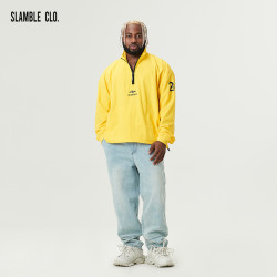 SLAMBLE CLO.新款轻薄梭织半拉链套头运动外套夹克男休闲运动潮