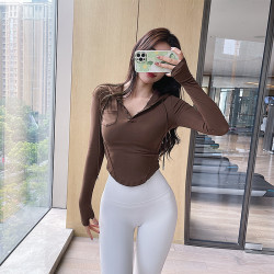 奔跑吧卡卡 直播奔跑吧卡卡运动上衣女长袖瑜伽服连帽抽绳紧身跑步训练健身服