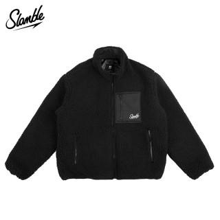 SLAMBLE 冬季新款马赛克摇粒绒立领拉链保暖外套男女休闲百搭上衣
