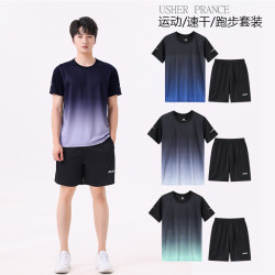 领腾 宽松跑步服速干运动套装透气情侣女士休闲短袖2039