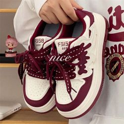 增高红底小白鞋配裙子女2026新款秋鞋子女百搭小众运动板鞋女鞋