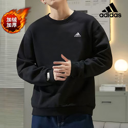 adidas 男装25秋冬款加绒保暖运动卫衣宽松休闲卫衣男士