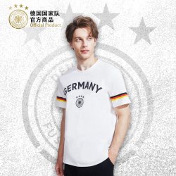 ALL STAR PARTNER 德国国家队丨队徽黑红黄拼条短袖 欧洲杯球迷休闲白T