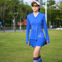 科里芙 夏季跑步服轻薄透气连帽女装修身连帽长袖上衣速干面料