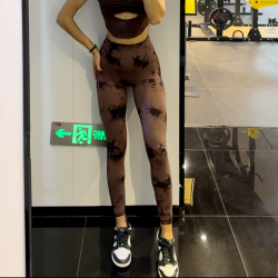 欧洲站蜜桃提臀紧身无缝扎染运动收腹高腰瑜伽健身裤女