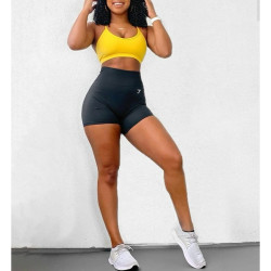 gymsharkvital健身三分裤高腰收腹提臀排汗夏季运动紧身高弹短裤