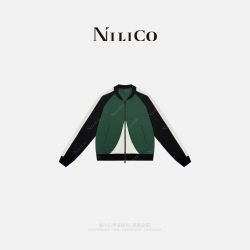 NILICO重工休闲显瘦撞色立领设计感双开拉链棒球服外套