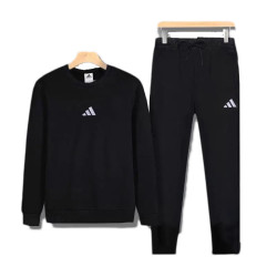 adidas 运动套装男黑色卫衣套头衫休闲长裤运动裤子