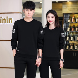 情侣装运动服套装男女春秋季圆领套头长袖卫衣时尚跑步休闲两件套