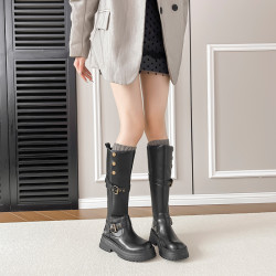 厚底5cm美拉德长短筒靴女2025秋冬款两穿复古棕色马丁靴英伦风