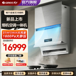 格力 油烟机全能王冷烟机一级能效变频家用顶侧双吸挥手智控免外机净烟制冷一体油烟机