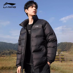 李宁 羽绒服男短款男子秋冬季保暖舒适休闲防风运动服外套上衣