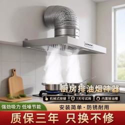 保力克 出租屋吸油烟机简易安装油烟机大吸力抽油烟机家用厨房强力排油烟机顶侧吸抽烟机新款排烟机 【标准款