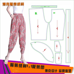 1865 缝纫纸样哈伦女裤纸样服装纸样裁剪图