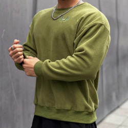 卫衣男圆领套头春秋季摇粒绒复古潮牌刺绣运动长袖宽松国潮衣服