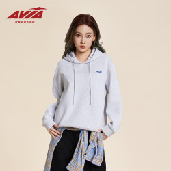 Avia 复古运动连帽卫衣秋季新款学院风情侣上衣
