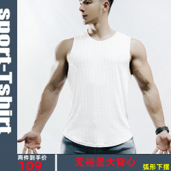 健身背心男夏季运动训练无袖T恤休闲垂感纯色弹力修身显大透气服