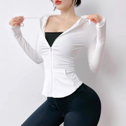 FTHJ抽绳连帽运动外套女春秋新款修身显瘦健身服ins跑步休闲上衣
