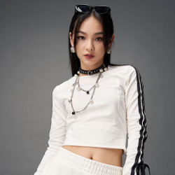 adidas 新款条纹长袖可拆卸蝴蝶结长袖T KG3861 KG3862