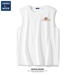 GENIOLAMODE 潮男背心男薄款速干跑步国潮狮子夏季宽松无袖运动t恤
