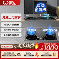 威力 抽吸排油烟机家用大吸力一级能效36风量上门安装厨房顶吸式欧式吸油烟机燃气灶烟灶套装 【两